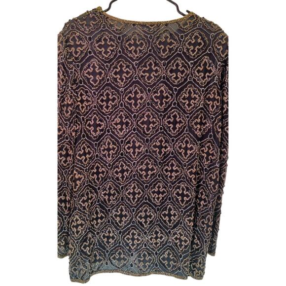 Vintage Stenay Black & Gold Silk Beaded Blazer Jacket | Women's Size Large Glam - Picture 3 of 9